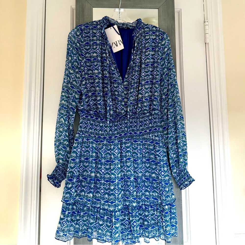 Zara Chiffon Tiered Mini Dress